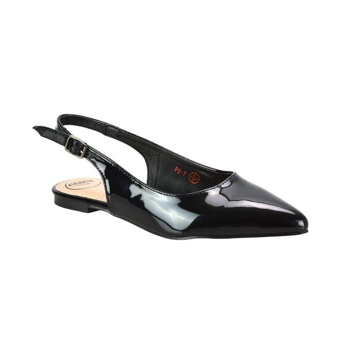 True Black - Side - XY London Womens-Ladies Mindy Sling Back Ballerina Flats