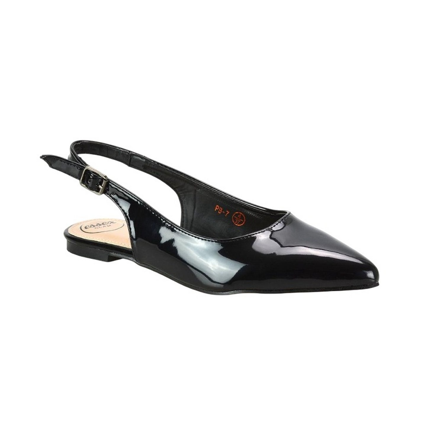 True Black - Side - XY London Womens-Ladies Mindy Sling Back Ballerina Flats