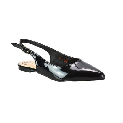 True Black - Side - XY London Womens-Ladies Mindy Sling Back Ballerina Flats