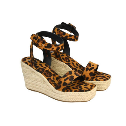 Tan - Pack Shot - XY London Womens-Ladies Linda Woven Wedge Heel Platform Sandals