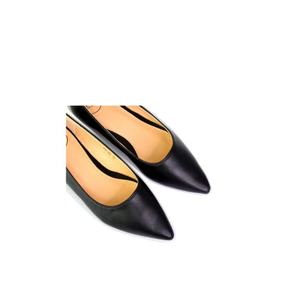 Black - Side - XY London Womens-Ladies Bubbles Pointed Flat Ballerina Flats