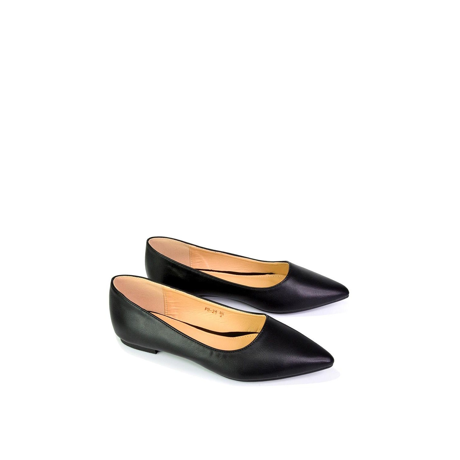 Black - Pack Shot - XY London Womens-Ladies Bubbles Pointed Flat Ballerina Flats