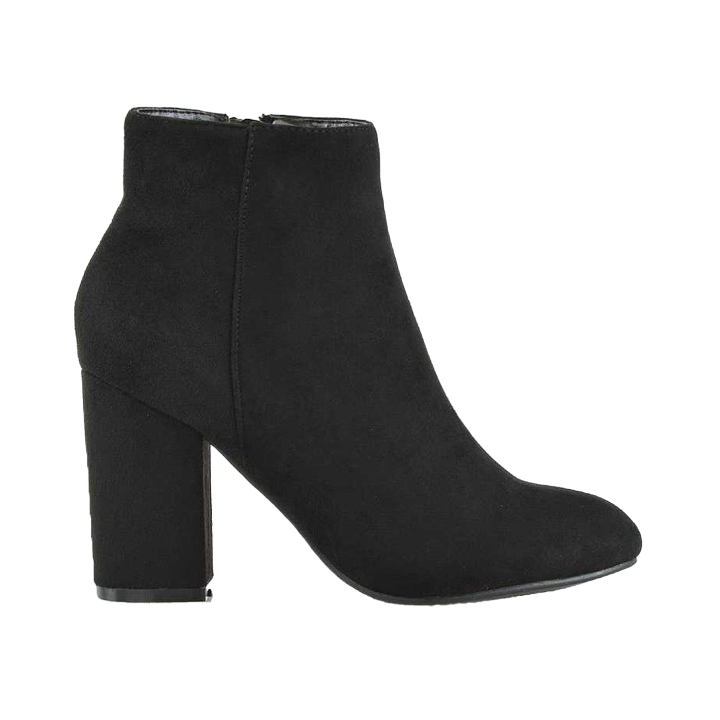Jet Black - Side - XY London Womens-Ladies Peaches High Block Heel Ankle Boots