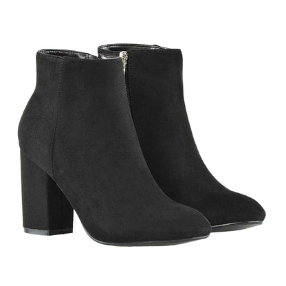 Jet Black - Lifestyle - XY London Womens-Ladies Peaches High Block Heel Ankle Boots