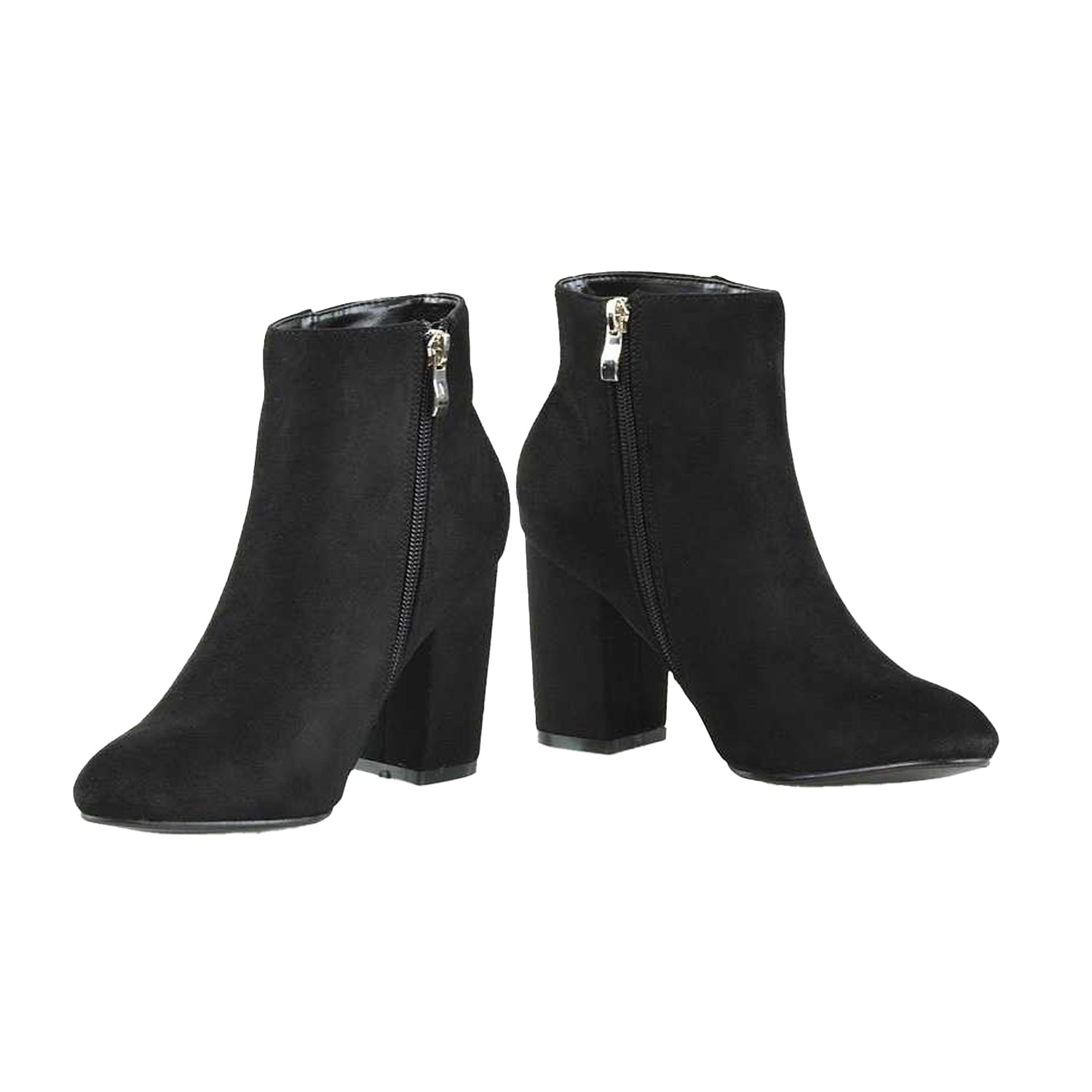 Jet Black - Pack Shot - XY London Womens-Ladies Peaches High Block Heel Ankle Boots