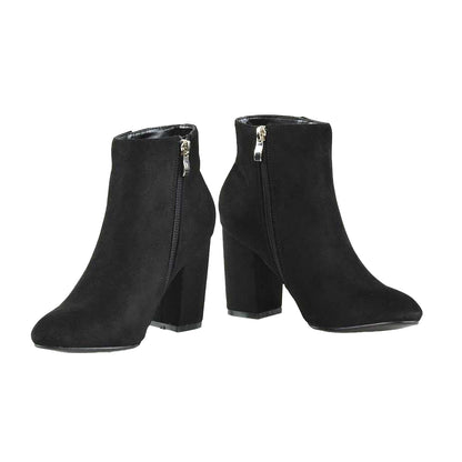 Jet Black - Pack Shot - XY London Womens-Ladies Peaches High Block Heel Ankle Boots