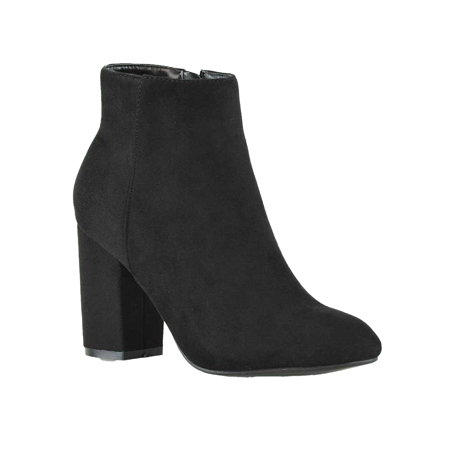 Jet Black - Front - XY London Womens-Ladies Peaches High Block Heel Ankle Boots