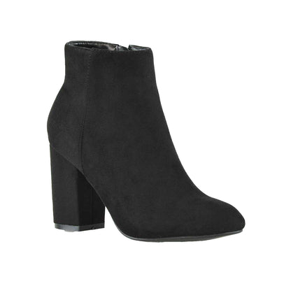 Jet Black - Front - XY London Womens-Ladies Peaches High Block Heel Ankle Boots
