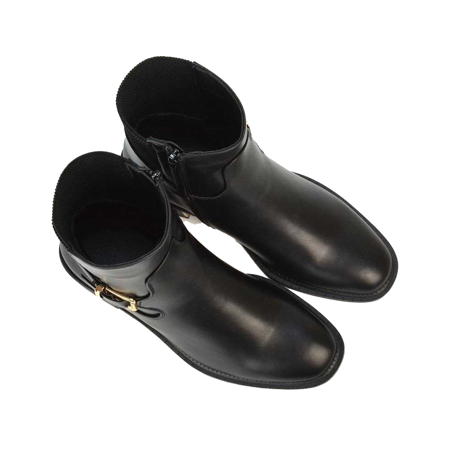 Black - Lifestyle - XY London Womens-Ladies Maisie Buckle Low Block Heel Chelsea Boots