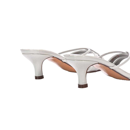 Light Grey - Back - XY London Womens-Ladies Claudia Metallic Mules