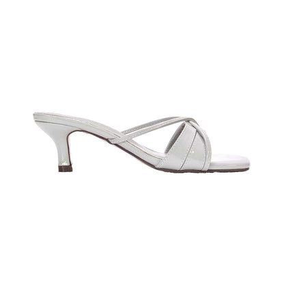 Light Grey - Side - XY London Womens-Ladies Claudia Metallic Mules