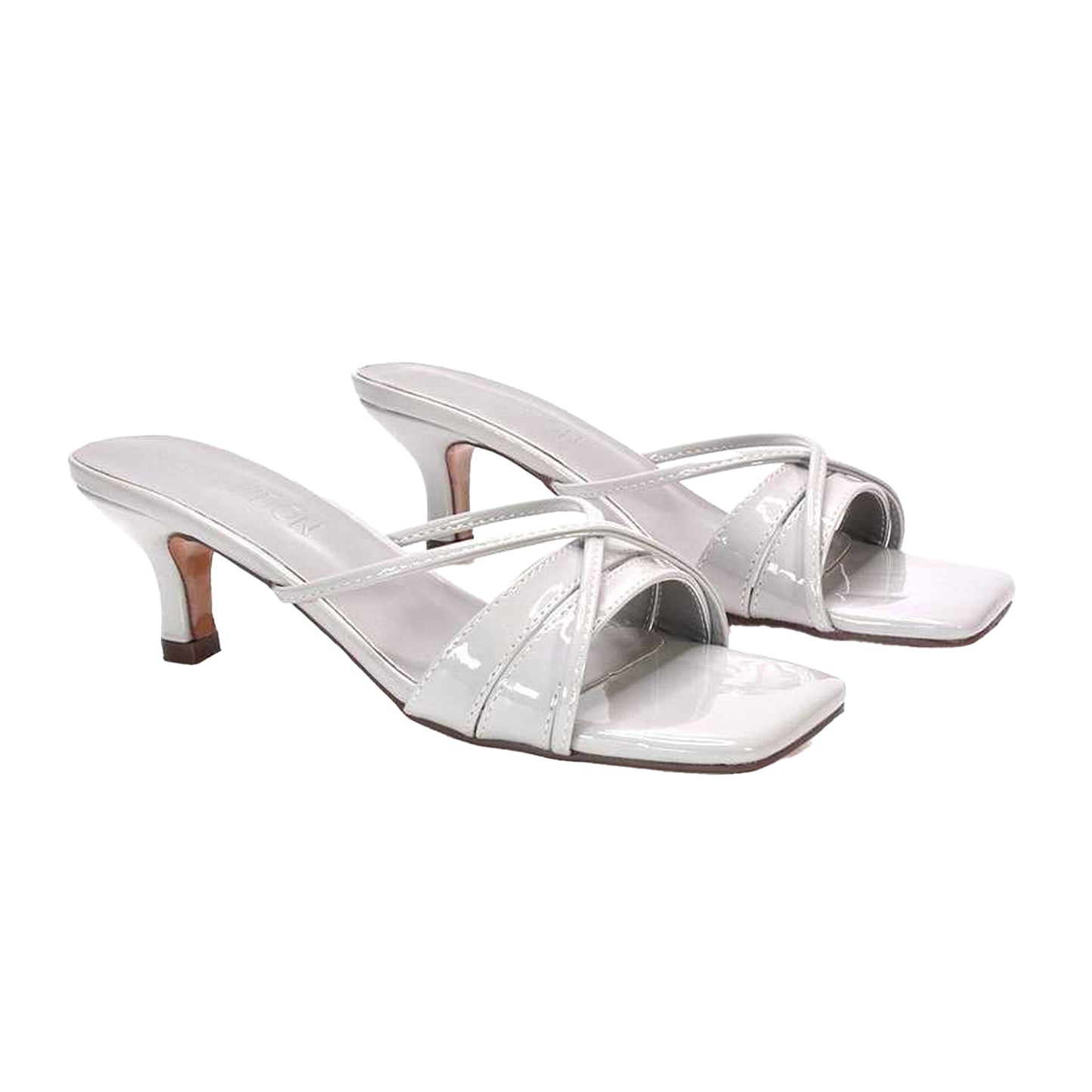Light Grey - Pack Shot - XY London Womens-Ladies Claudia Metallic Mules