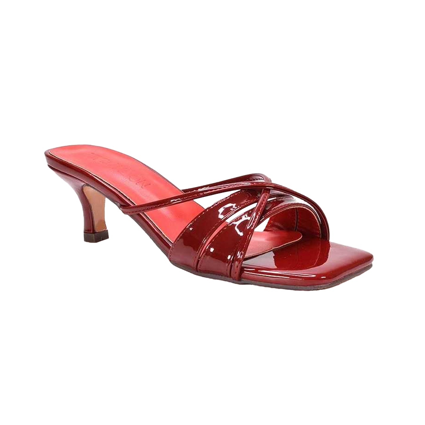 Red - Front - XY London Womens-Ladies Claudia Metallic Mules