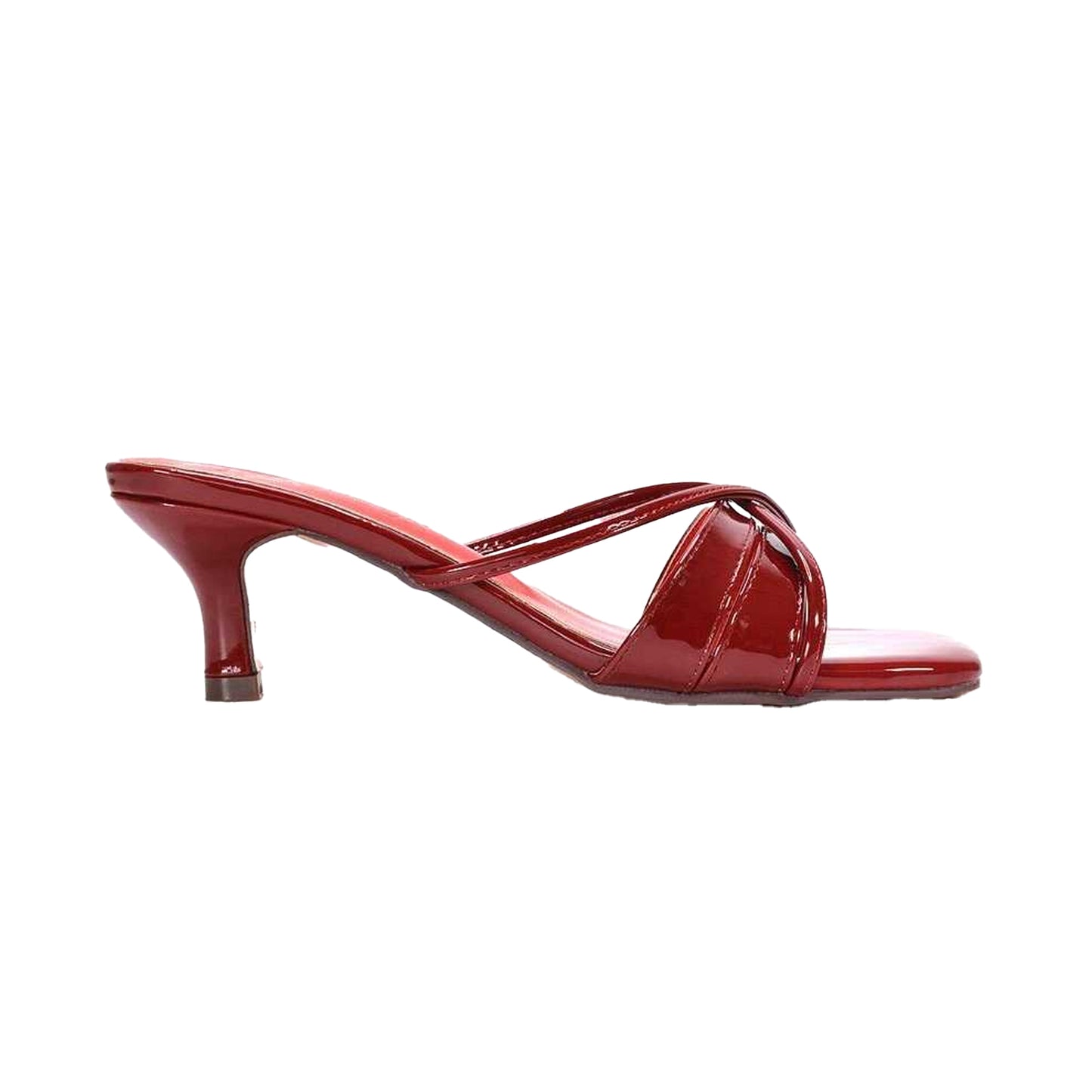 Red - Side - XY London Womens-Ladies Claudia Metallic Mules