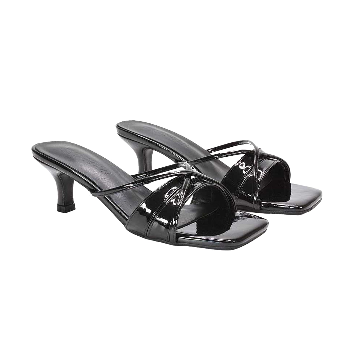 True Black - Pack Shot - XY London Womens-Ladies Claudia Metallic Mules