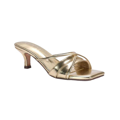 Metallic Gold - Front - XY London Womens-Ladies Claudia Metallic Mules