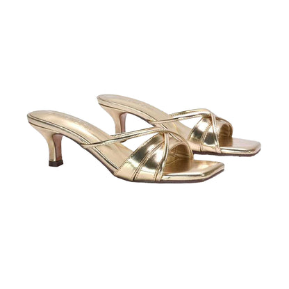 Metallic Gold - Pack Shot - XY London Womens-Ladies Claudia Metallic Mules