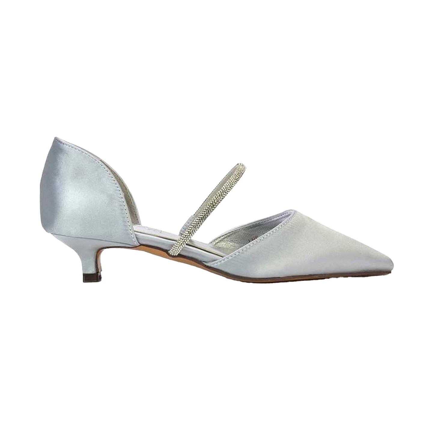 Metallic Silver - Side - XY London Womens-Ladies Laura Metallic Kitten Heel Court Shoes