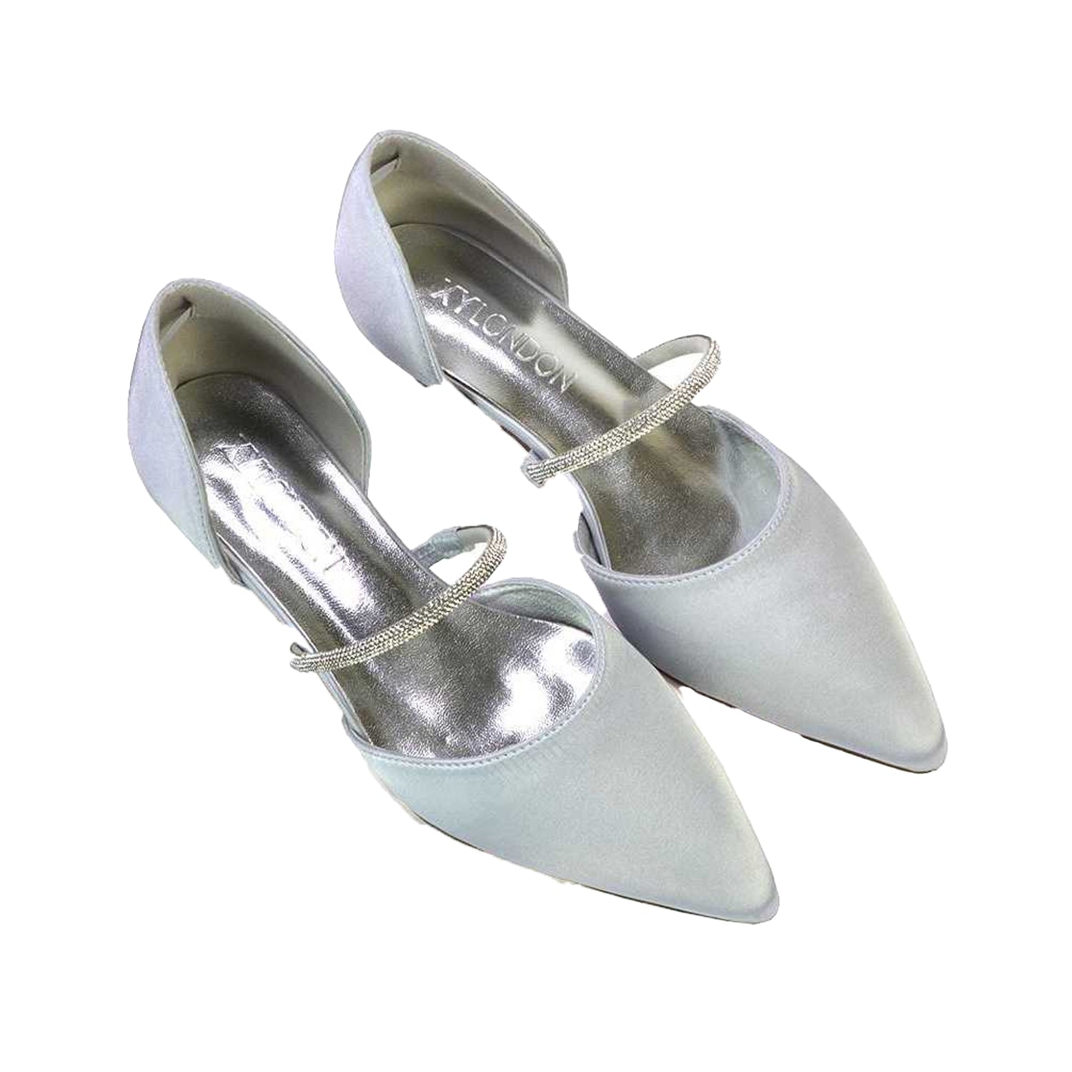 Metallic Silver - Lifestyle - XY London Womens-Ladies Laura Metallic Kitten Heel Court Shoes