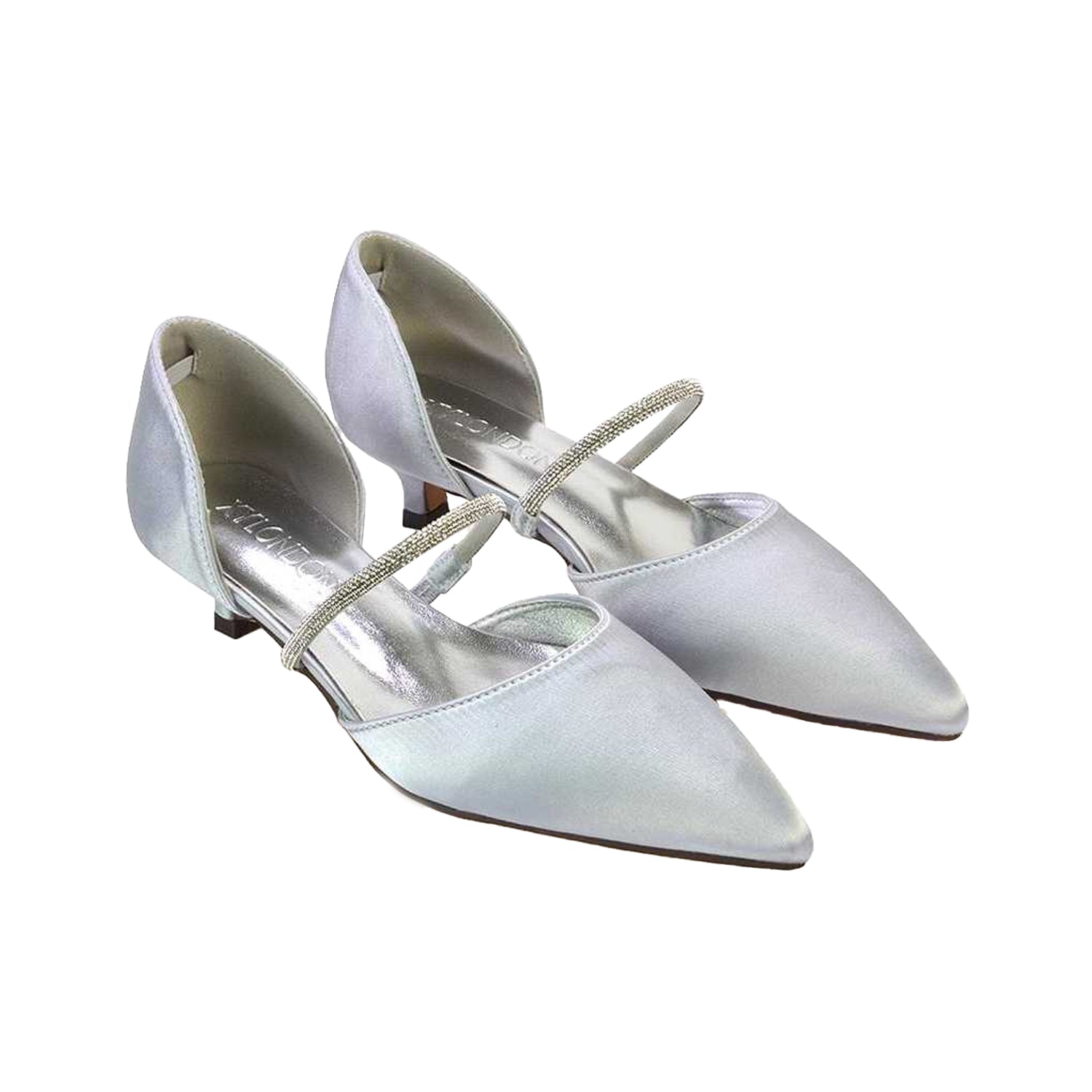 Metallic Silver - Pack Shot - XY London Womens-Ladies Laura Metallic Kitten Heel Court Shoes