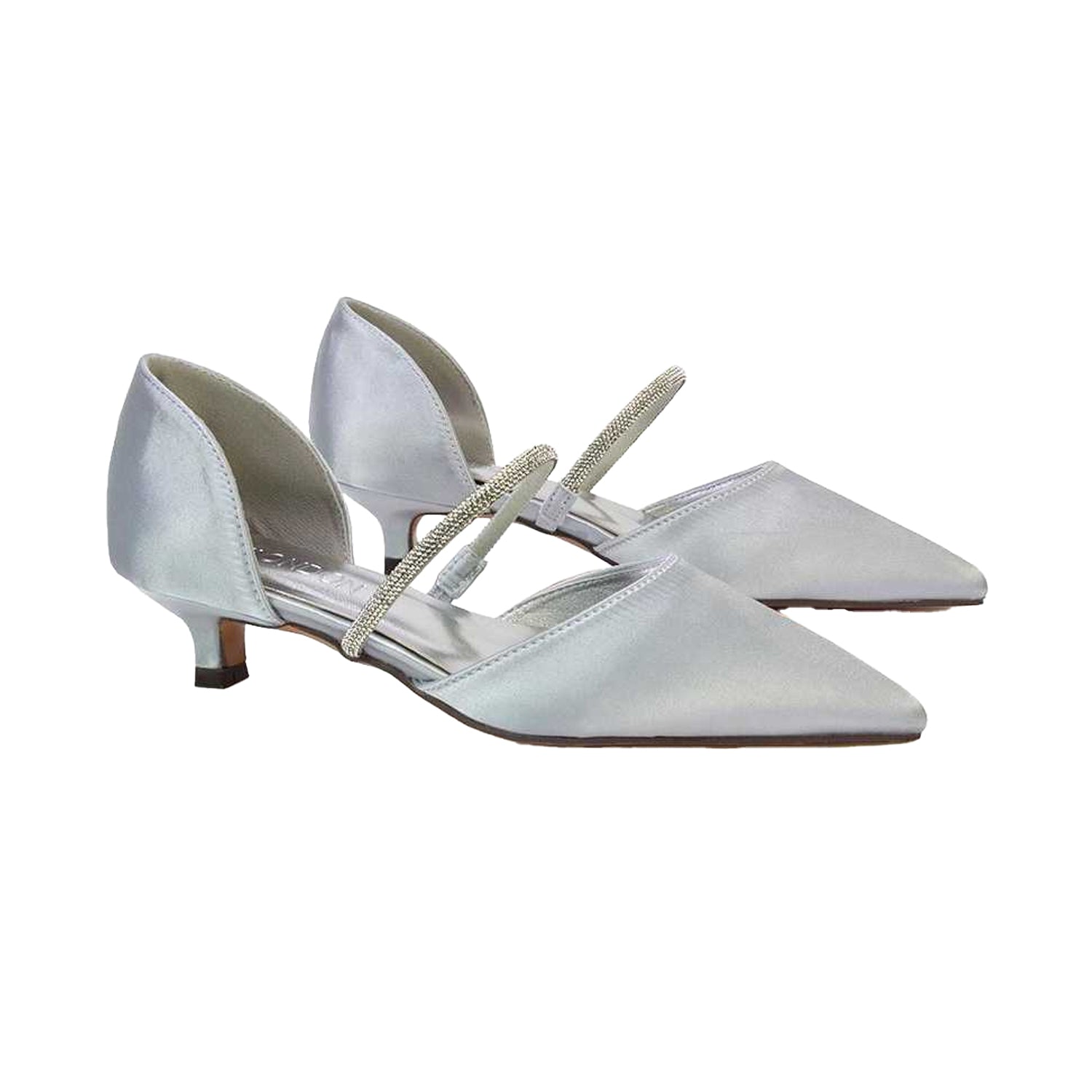 Metallic Silver - Close up - XY London Womens-Ladies Laura Metallic Kitten Heel Court Shoes