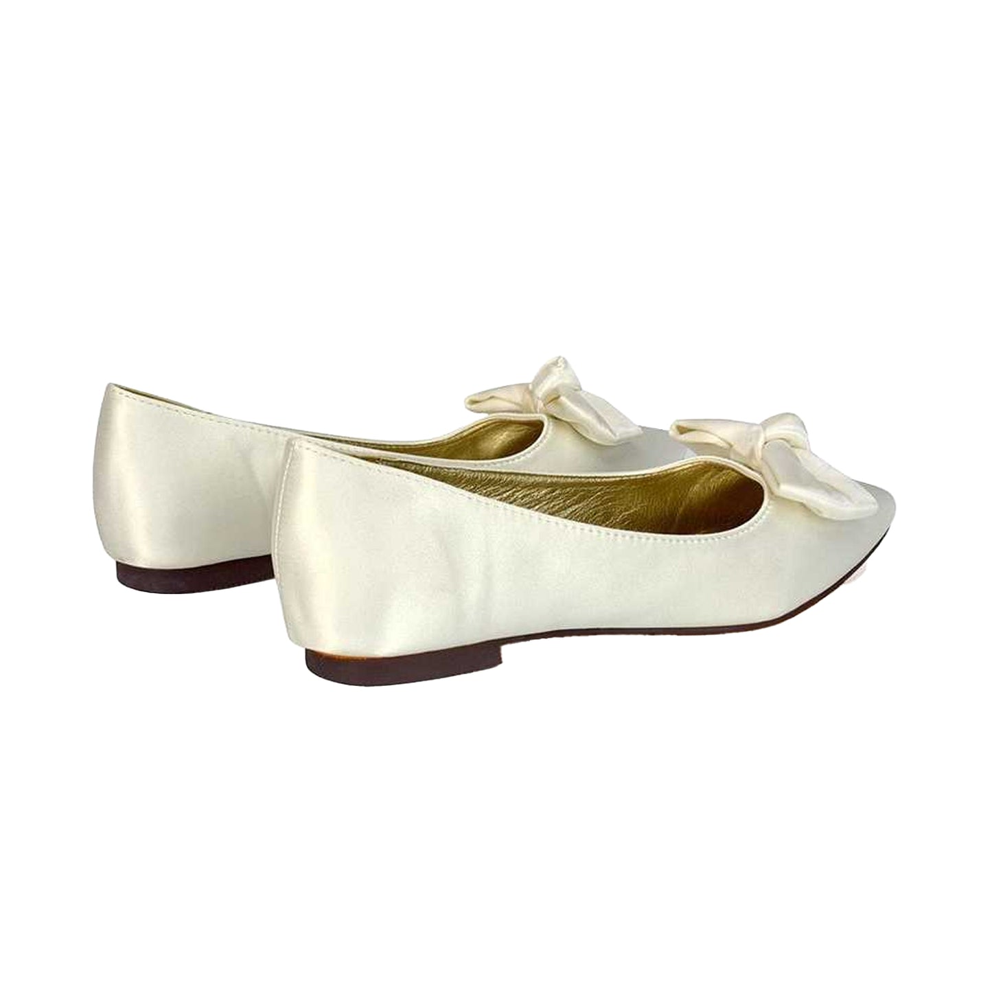 Ivory - Front - XY London Womens-Ladies Cally Bow Pointed Ballerina Flats