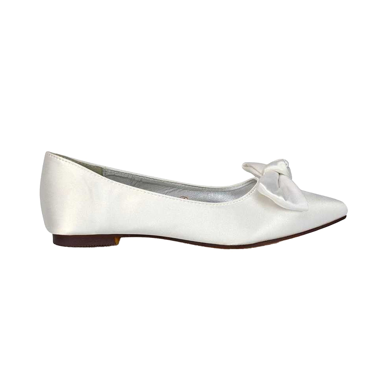 White - Lifestyle - XY London Womens-Ladies Cally Bow Pointed Ballerina Flats