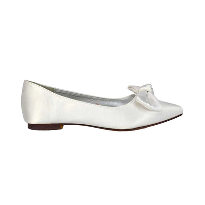 White - Lifestyle - XY London Womens-Ladies Cally Bow Pointed Ballerina Flats