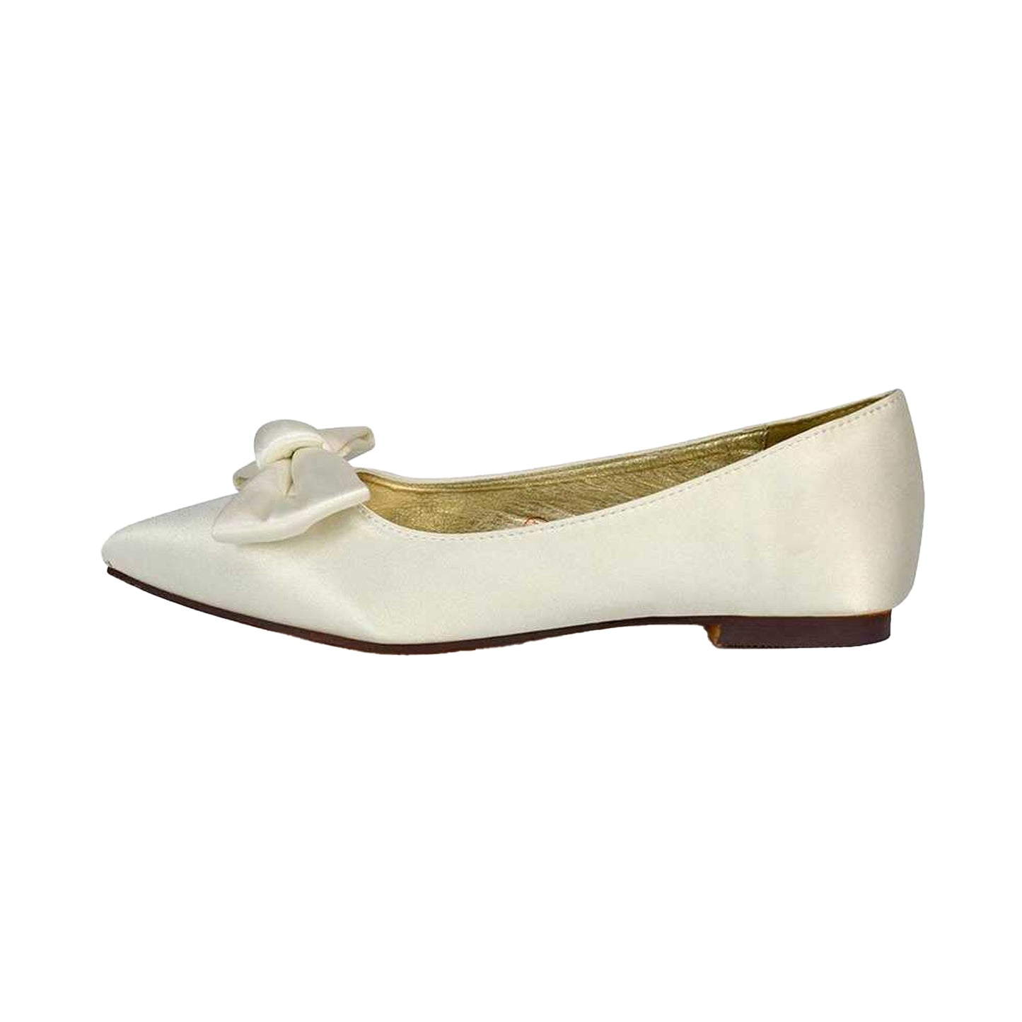 Ivory - Back - XY London Womens-Ladies Cally Bow Pointed Ballerina Flats