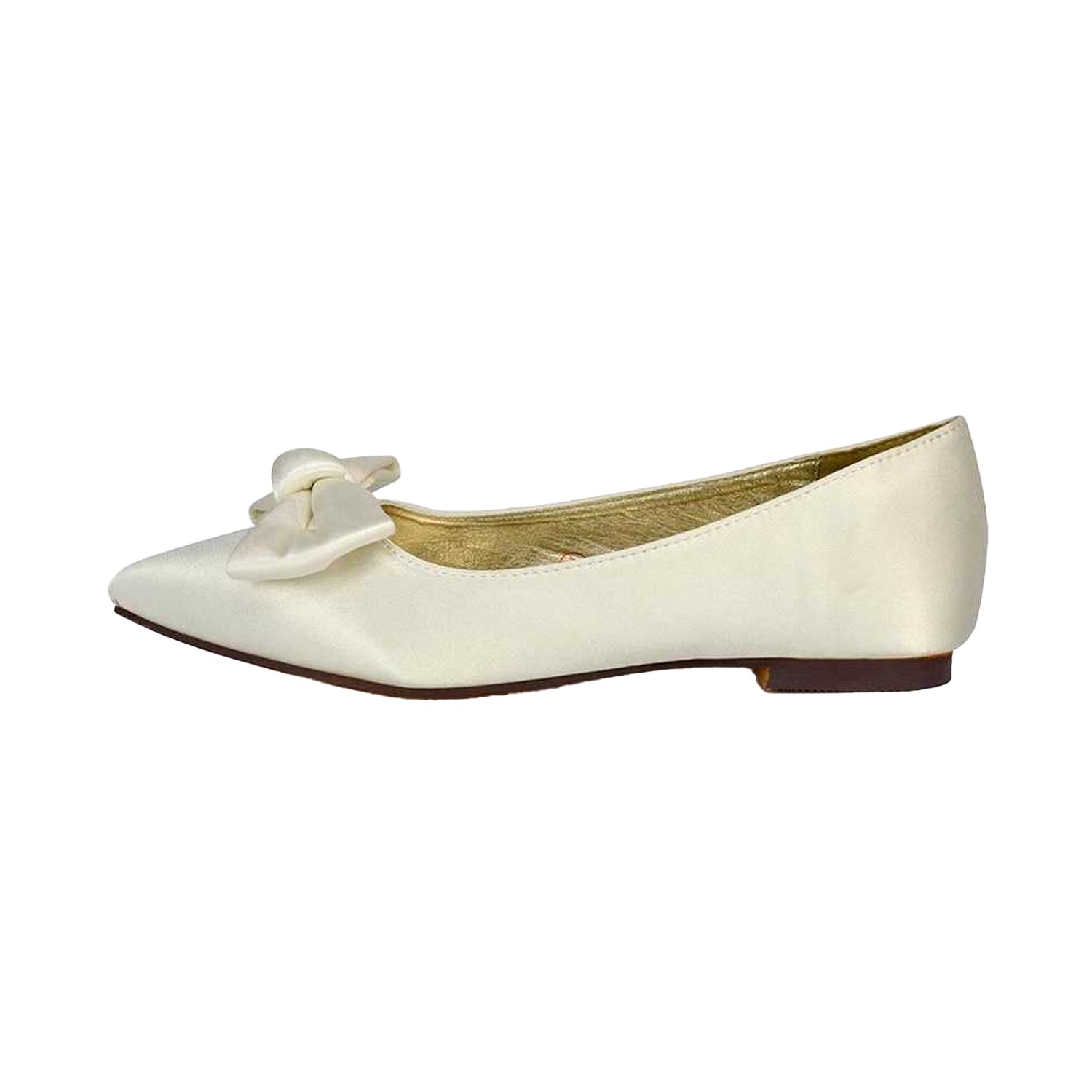 Ivory - Back - XY London Womens-Ladies Cally Bow Pointed Ballerina Flats