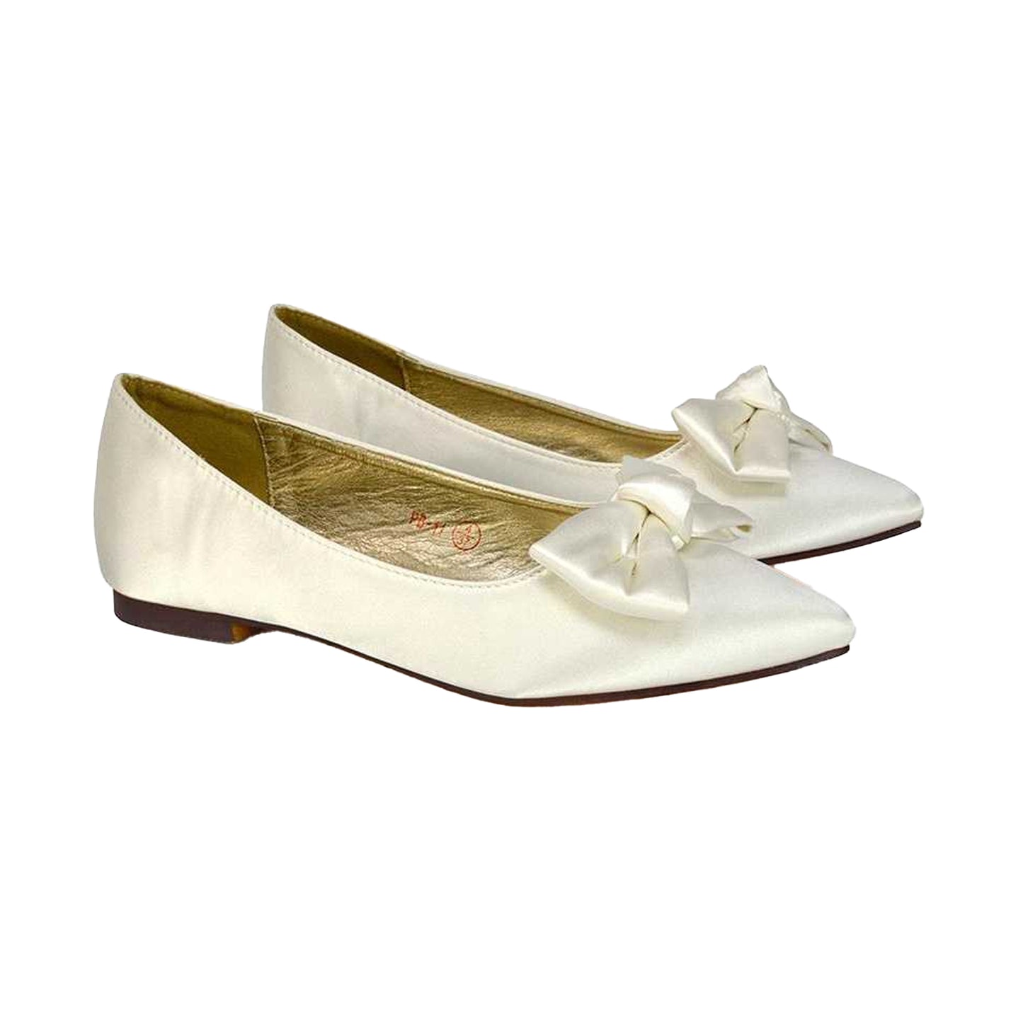 Ivory - Side - XY London Womens-Ladies Cally Bow Pointed Ballerina Flats