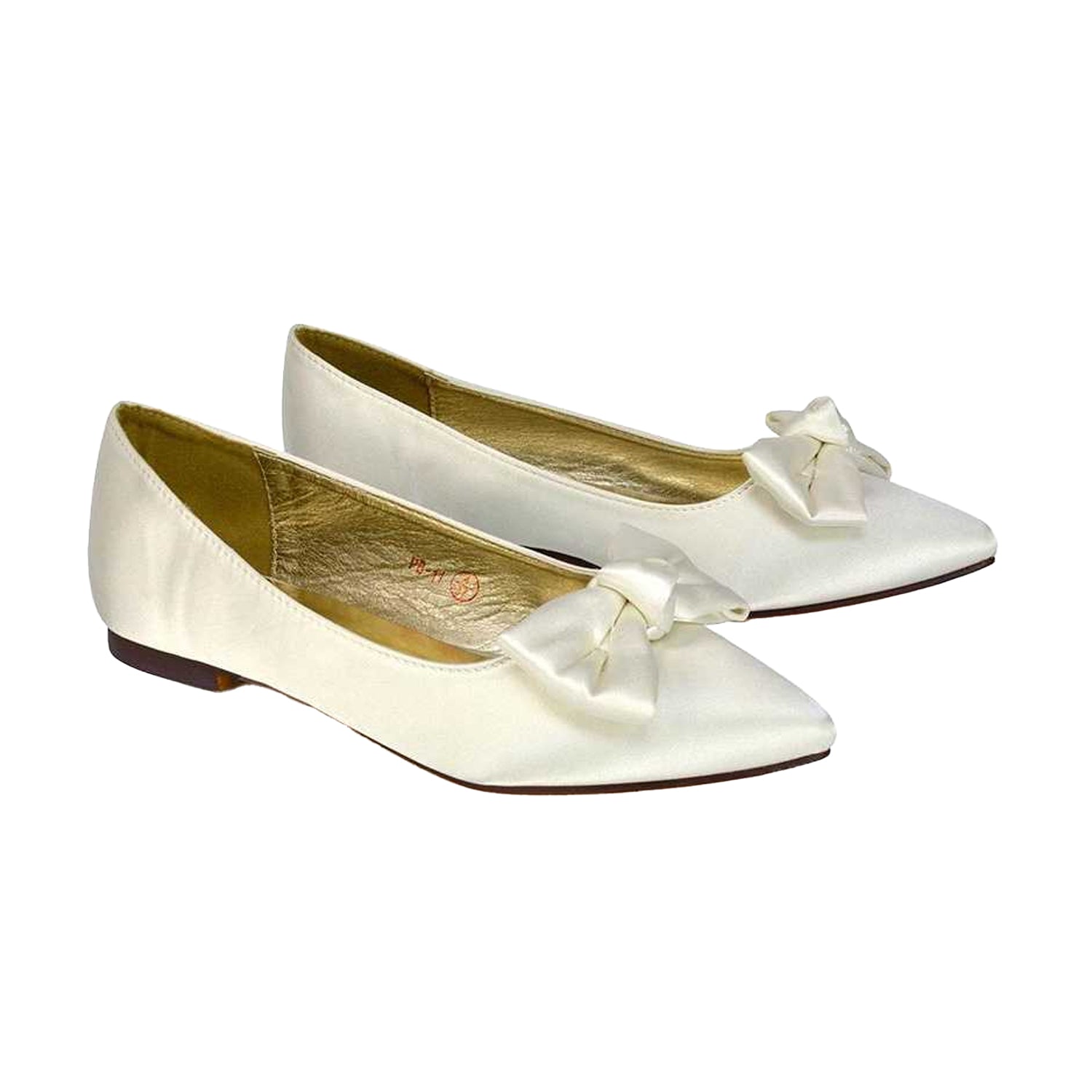 Ivory - Lifestyle - XY London Womens-Ladies Cally Bow Pointed Ballerina Flats