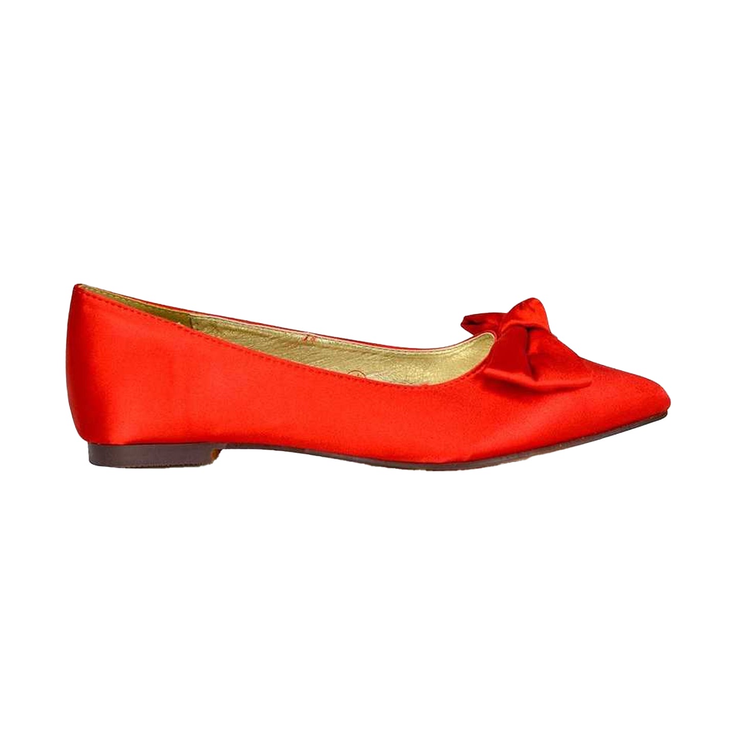 Red - Back - XY London Womens-Ladies Cally Bow Pointed Ballerina Flats