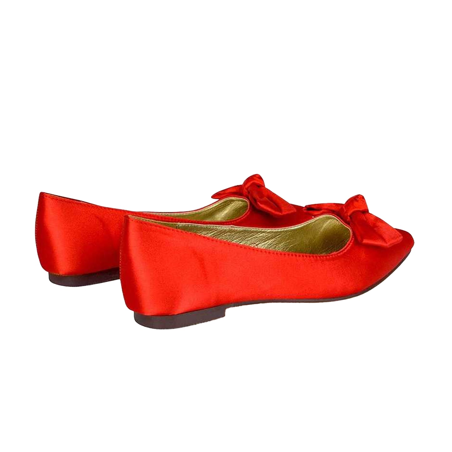 Red - Side - XY London Womens-Ladies Cally Bow Pointed Ballerina Flats
