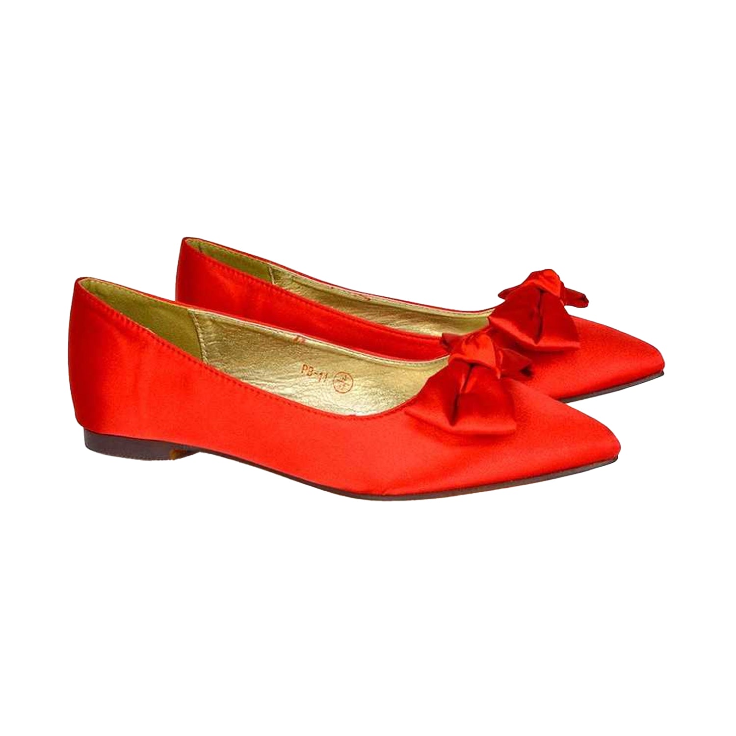 Red - Lifestyle - XY London Womens-Ladies Cally Bow Pointed Ballerina Flats