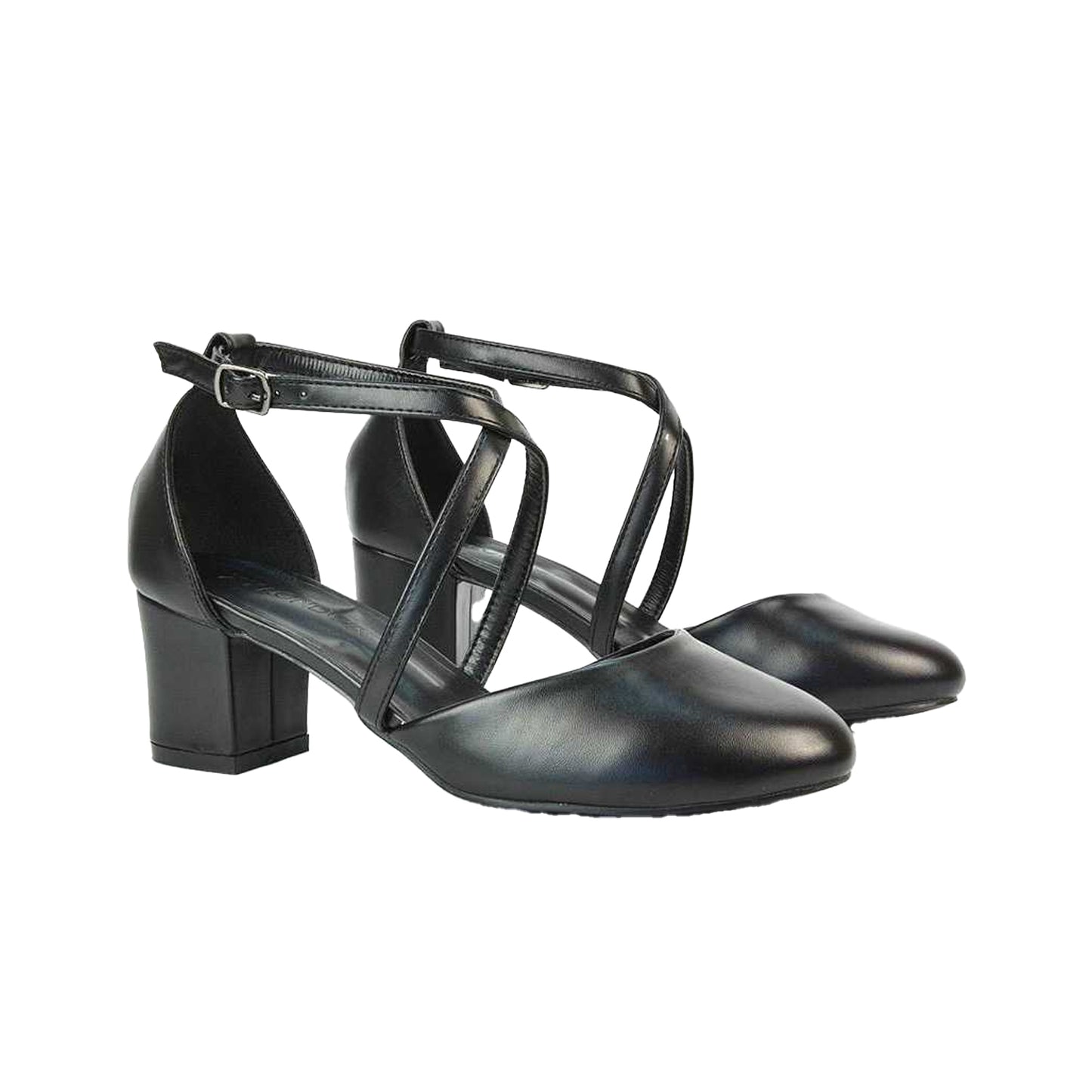 White - Lifestyle - XY London Womens-Ladies Cindy Low Mid Block Heel Court Shoes