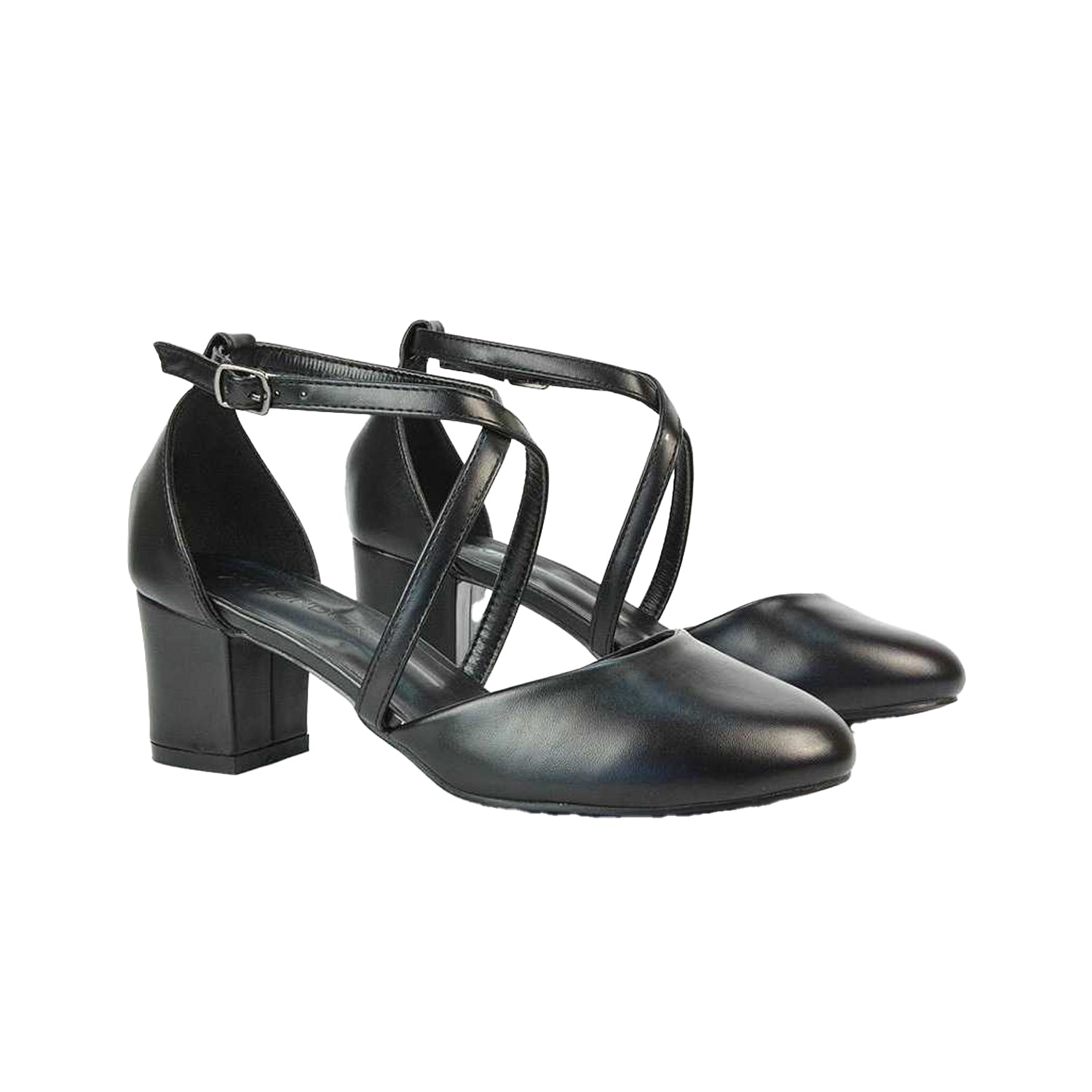 White - Lifestyle - XY London Womens-Ladies Cindy Low Mid Block Heel Court Shoes