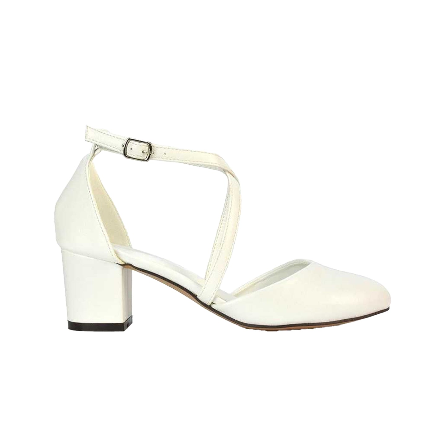 Black - Back - XY London Womens-Ladies Cindy Low Mid Block Heel Court Shoes