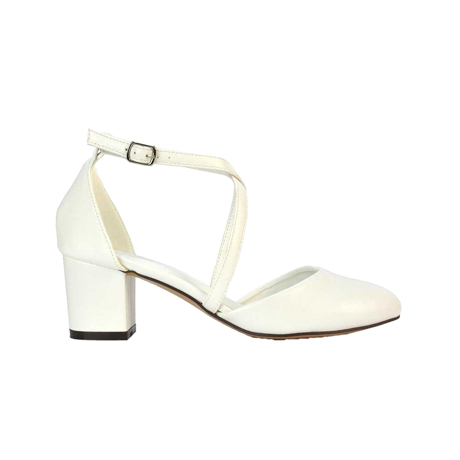 Black - Back - XY London Womens-Ladies Cindy Low Mid Block Heel Court Shoes