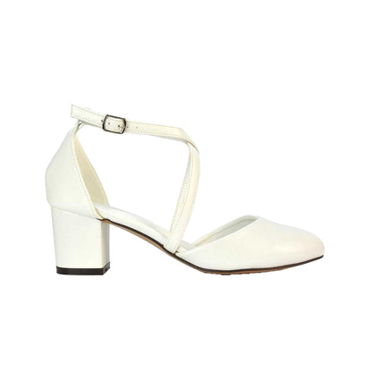 Black - Back - XY London Womens-Ladies Cindy Low Mid Block Heel Court Shoes