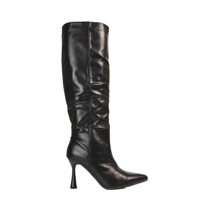 Black - Side - XY London Womens-Ladies Isabel Stiletto Heel Knee-High Boots