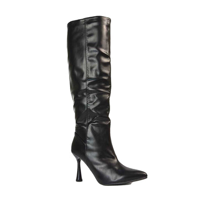 Black - Front - XY London Womens-Ladies Isabel Stiletto Heel Knee-High Boots