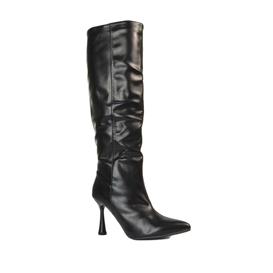 Black - Front - XY London Womens-Ladies Isabel Stiletto Heel Knee-High Boots