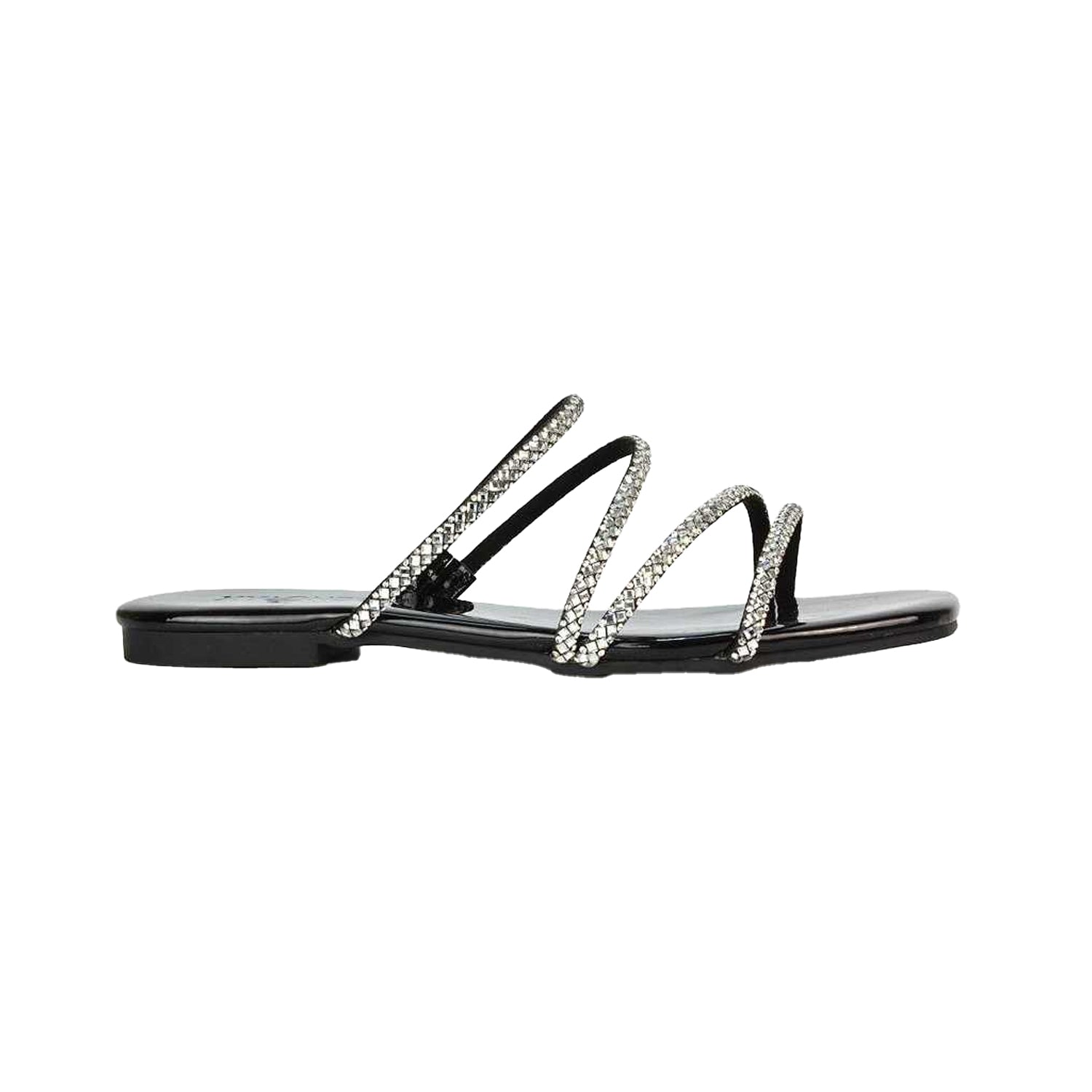 True Black - Back - XY London Womens-Ladies Kiki Diamante Sandals