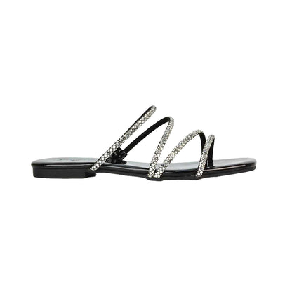 True Black - Back - XY London Womens-Ladies Kiki Diamante Sandals