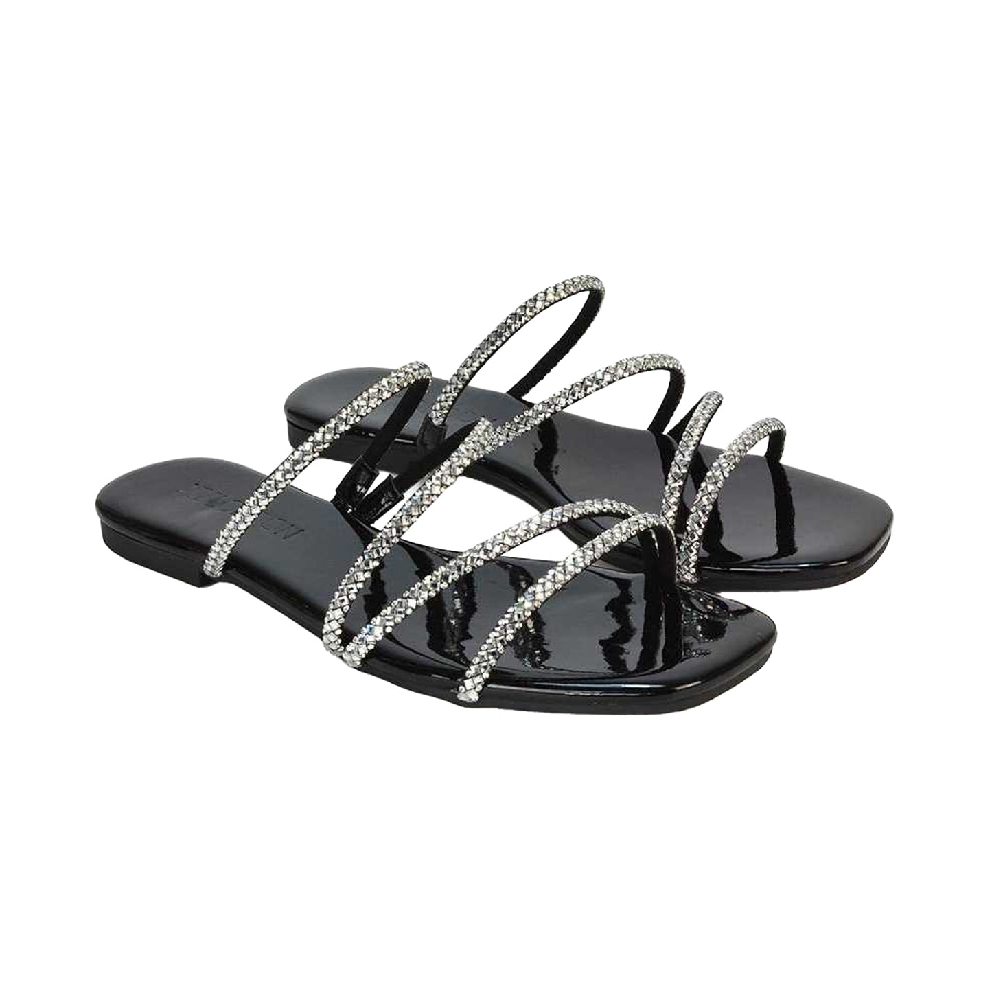 True Black - Pack Shot - XY London Womens-Ladies Kiki Diamante Sandals