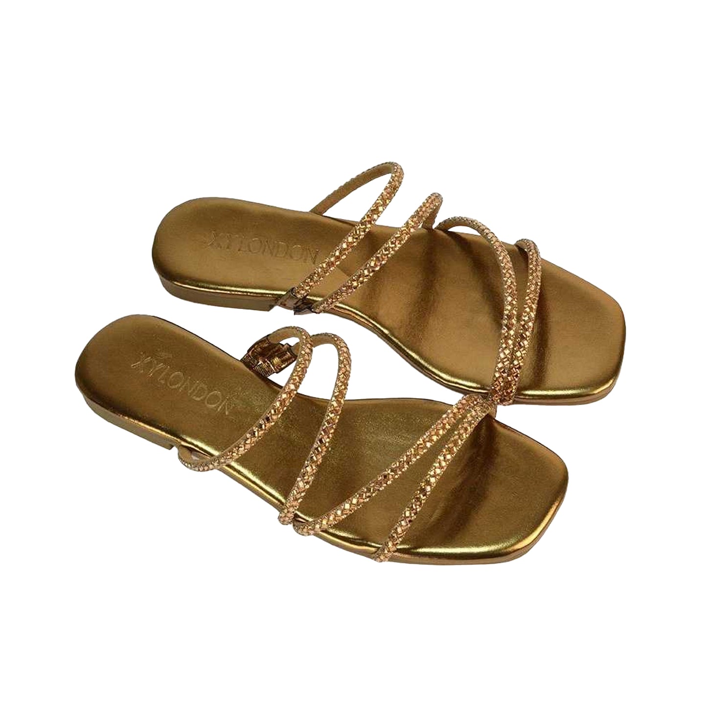 Liquid Gold - Side - XY London Womens-Ladies Kiki Diamante Sandals