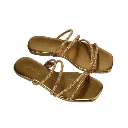 Liquid Gold - Side - XY London Womens-Ladies Kiki Diamante Sandals