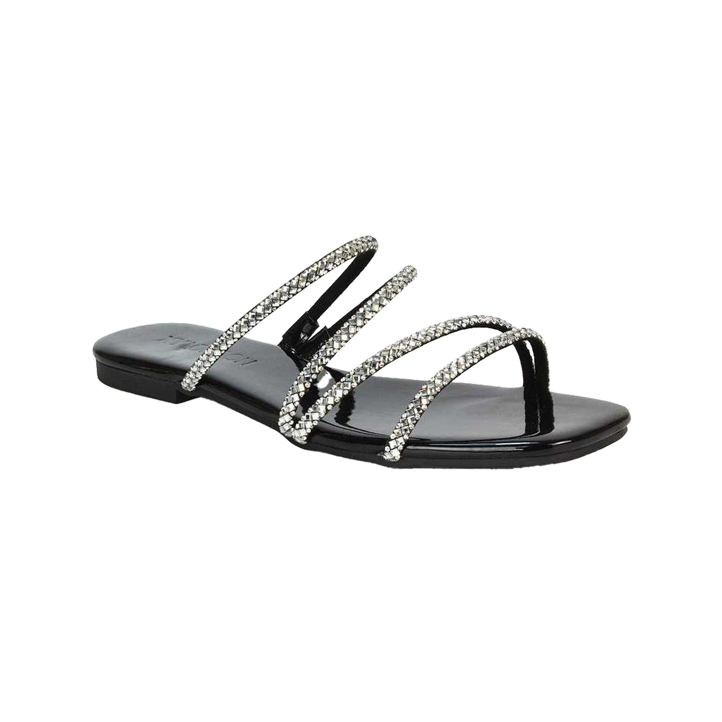 True Black - Front - XY London Womens-Ladies Kiki Diamante Sandals