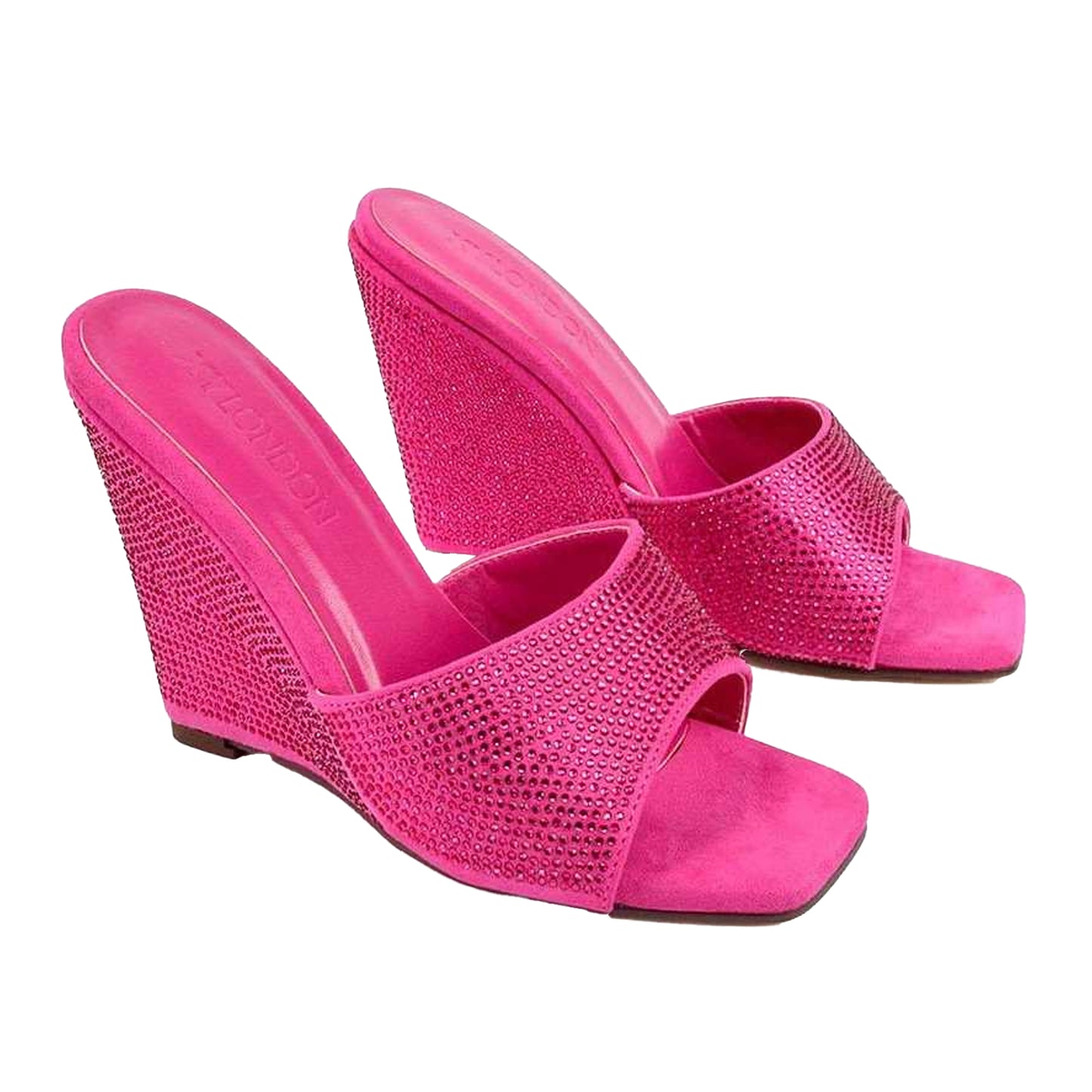 Pink - Lifestyle - XY London Womens-Ladies Peggie Rhinestone Wedge Mules